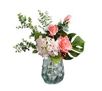 XFZJCHAP Artificial Flowers Silk Flower Beautiful Artificial Flowers with Grass Vase Fake Flower Set for Wedding Home Living Room Table Decoration Accessories Arrangement Fake Flowers
