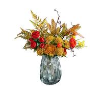 XFZJCHAP Artificial Flowers Silk Flower Beautiful Artificial Flowers with Grass Vase Fake Flower Set for Wedding Home Living Room Table Decoration Accessories Arrangement Fake Flowers