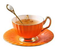 XFZJCHAP BBCBBZ British Bone China Tea Cup and Saucer Sets Ceramic Present Practical Birthday Gift(Fluorescent Green)