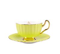 XFZJCHAP BBCBBZ British Bone China Tea Cup and Saucer Sets Ceramic Present Practical Birthday Gift(Fluorescent Green)