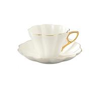 XFZJCHAP BBCBBZ Ceramic Elegant Flower Bone China Coffee Cup with Saucer Set White Porcelain Phnom Penh Office Teacup Home Cafe Espresso Cup