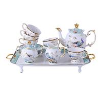 XFZJCHAP BBCBBZ Chinese Afternoon Tea Tea Set, Teapot, National Feng Shui Set, Bone China Coffee Cup Set with Tray, Housewarming Gift(D)