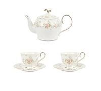 XFZJCHAP BBCBBZ Cup Set European Afternoon Tea Cup Rose Bone Teapot Dessert Plate Tea Cup Set