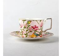 XFZJCHAP BBCBBZ Fashion Ceramic Coffee Cup Set European Large Capacity Elegant Red Cup Quality Bone China Cup Teacup Disc(Wit)