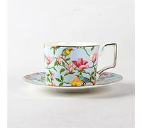 XFZJCHAP BBCBBZ Fashion Ceramic Coffee Cup Set European Large Capacity Elegant Red Cup Quality Bone China Cup Teacup Disc(Wit)