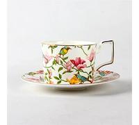 XFZJCHAP BBCBBZ Fashion Ceramic Coffee Cup Set European Large Capacity Elegant Red Cup Quality Bone China Cup Teacup Disc(Wit)