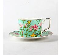 XFZJCHAP BBCBBZ Fashion Ceramic Coffee Cup Set European Large Capacity Elegant Red Cup Quality Bone China Cup Teacup Disc(Wit)