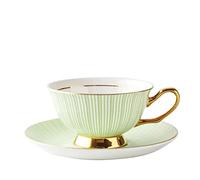 XFZJCHAP BBCBBZ Vintage European Tea Coffee Cup Set Rim Bone China Ceramics Tea Cup Set Porcelain Luxury Tazas Kitchen Supplies(Vert)