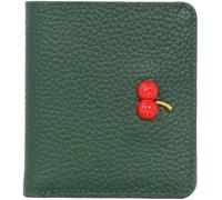 XFZJCHAP Card Wallets Guine Leather WOM Small Wallet Cowhide Ladies Simple Small Cherry Short Wallet Leather Buckle Ultra-Thin Multi-Card (Color : Black)