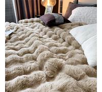 XFZJCHAP Cozy Camel Shaggy Faux Fur Twin Bed Blanket - Soft, Thick, and Plush for Sofa or Couch - 200x230cm Size, 5.5kg Weight