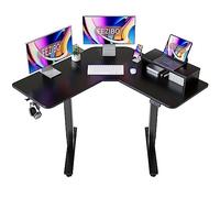 XFZJCHAP L Shaped Electric Standing Desk, 120 * 120 * 50 cm Adjustable Height Stand Up Desk with Monitor Stand, Sit Stand Home Office Desk with Rustic Brown Top