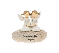 XGAGHB Friends are Like Angels Sentimental Pebble Gift - White with Grey Accents Stone Ornament