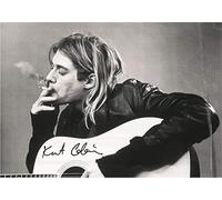 XGAGHB Kurt Cobain Smoke Guitar Poster 11 x 17 Inch 28 x 43 cm Grey Matte Frameless Unisex Indoor Living Room Music Grunge Landscape Paper Wall Mount 1 Count Rectangular