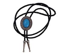 XGALBLA Bolo tie Turquoise Stone Retro Native American Genuine Leather neckties for Men