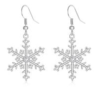 XGALBLA Christmas Snowflake Earrings Cubic Zirconia Snowflake Dangle Drop Earring for Women Jewelry Gifts, Cubic Zirconia, No Gemstone
