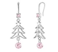 XGALBLA Cute Christmas Tree Clip on/Pierced Earrings for Women Xmas Clear Crystal Christmas Tree Dangle Earrings Christmas Accessory Gift, Zinc Cubic Zirconia, crystal
