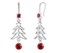 XGALBLA Cute Christmas Tree Clip on/Pierced Earrings for Women Xmas Clear Crystal Christmas Tree Dangle Earrings Christmas Accessory Gift, Zinc Cubic Zirconia, crystal