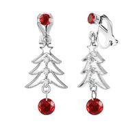 XGALBLA Cute Christmas Tree Clip on/Pierced Earrings for Women Xmas Clear Crystal Christmas Tree Dangle Earrings Christmas Accessory Gift, Zinc Cubic Zirconia, crystal