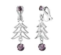 XGALBLA Cute Christmas Tree Clip on/Pierced Earrings for Women Xmas Clear Crystal Christmas Tree Dangle Earrings Christmas Accessory Gift, Zinc Cubic Zirconia, crystal