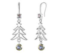 XGALBLA Cute Christmas Tree Clip on/Pierced Earrings for Women Xmas Clear Crystal Christmas Tree Dangle Earrings Christmas Accessory Gift, Zinc Cubic Zirconia, crystal