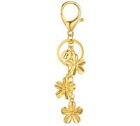 XGALBLA Gold/Silver Initial Keychain Flower Charms for Key Cute Letter Keyring for Purse Handbag Backpack, Gold-b