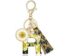 XGALBLA Letter Keychain Accessories Cute Sunflower Initial Key Ring Premium Bag Charm Keychain Accessories for Women - black - Medium