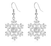 XGALBLA Snowflake Earring for Women Winter Party Cubic Zirconia Snowflakes Pierced Hook Dangle Earrings Jewelry for Christmas, Cubic Zirconia, No Gemstone