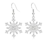 XGALBLA Snowflake Earrings Cubic Zirconia Sparkle Snowflake Hook Dangle Drop Earrings for Women - Winter Holiday Xmas Christmas Jewelry Gifts, Cubic Zirconia, No Gemstone