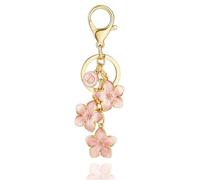 XGALBLA White/Pink/Black Big Cute Flower Initial Letter Keychain for Women, Flower Bag Charms Enameled Keychain Handbag Purse, 1 Pink-d, 0.9 x 2.5 x 0.2 inches