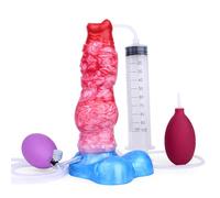 Xgame4u 2-in-1 Inflatable & Ejaculating Dildo with Strong Suction Cup - Anal Butt Plug with Water Spray, Adult Sex Toy for Men & Women (Dildo + Inflatable Bulb Pump + Syringe + Squeeze Bulb Pump)