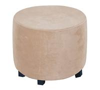 XGANGM 45cm Round Velvet Ottoman Stool Cover Slipcover Stretch Velvet Round Pouffe Cover Small Footstool Protector Cover Storage Chair Slipcover Washable,camel