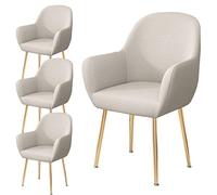 XGANGM Kitchen Dining Room Chair Covers Slipcovers With Arms Set of 4/2/6, Curved Back Accent Kitchen Office Chair Slipcover Dining Chair Protector Covers for Bar Home,Beige,4PCS