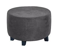XGANGM Round Ottoman Slipcover Large/Extra Large/Small Stretch Velvet Ottoman Covers White/Grey Footstool Protector Covers Storage Stool with Elastic Bottom,gray,1extra large