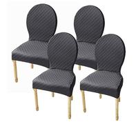 XGANGM Set of 4/6 Dining Room Chairs Slipcovers with Round Back Small/Large Dining Chairs Covers Without Arms Solid Wood Legs Modern Oval Side Chairs Covers for Kitchen/Bedroom,dark gray,4PCS Large