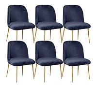 XGANGM Set of 6/2/4 Lake Blue Stretch Velvet Dining Chairs Cover Curved Back Dining Room Chair Slipcover Half Round Home Chair Cover Seat Protector for Kitchen Party Decor,L,6PCS