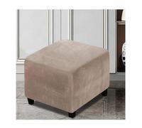XGANGM Square Footstool Cover Velvet Stretch Small/Medium/Large/Extra Large 38~40/43~50/52~58/68~81/88~95/100~111CM Ottoman Cover Velvet Square Storage Footstool Cover,taupe,L/W38~40CM