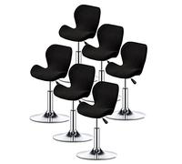 XGANGM Stretch Bar Stools Covers Slipcovers Curved Counter Swivel Pub Bar Chair Slipcovers Set of 2/4/6 Low Back Modern Bar Stools Chairs Protector Covers Kitchen/Dining Room,black,6PCS