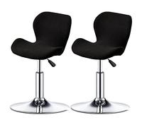 XGANGM Stretch Bar Stools Covers Slipcovers Curved Counter Swivel Pub Bar Chair Slipcovers Set of 2/4/6 Low Back Modern Bar Stools Chairs Protector Covers Kitchen/Dining Room,black,2PCS