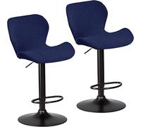 XGANGM Stretch Bar Stools Covers Slipcovers Curved Counter Swivel Pub Bar Chair Slipcovers Set of 2/4/6 Low Back Modern Bar Stools Chairs Protector Covers Kitchen/Dining Room,Navy blue,2PCS