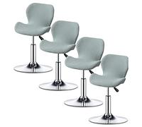 XGANGM Stretch Bar Stools Covers Slipcovers Curved Counter Swivel Pub Bar Chair Slipcovers Set of 2/4/6 Low Back Modern Bar Stools Chairs Protector Covers Kitchen/Dining Room,silver gray,4PCS