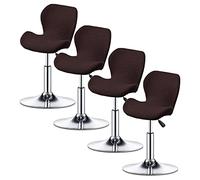 XGANGM Stretch Bar Stools Covers Slipcovers Curved Counter Swivel Pub Bar Chair Slipcovers Set of 2/4/6 Low Back Modern Bar Stools Chairs Protector Covers Kitchen/Dining Room,dark brown,4PCS