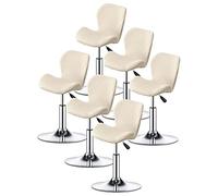 XGANGM Stretch Bar Stools Covers Slipcovers Curved Counter Swivel Pub Bar Chair Slipcovers Set of 2/4/6 Low Back Modern Bar Stools Chairs Protector Covers Kitchen/Dining Room,milky,6PCS