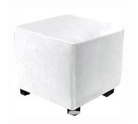 XGANGM Stretch Ottoman Covers Slipcovers Square Large Medium Velvet Ottoman Cover Square Stretch Small Footstool Cover Protector Pouffe Covers, for Square Storage Ottomans,milky,40x40cm(16x16in)