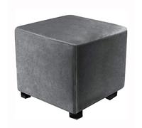 XGANGM Stretch Ottoman Covers Slipcovers Square Large Medium Velvet Ottoman Cover Square Stretch Small Footstool Cover Protector Pouffe Covers, for Square Storage Ottomans,dark gray,40x40cm(16x16in)