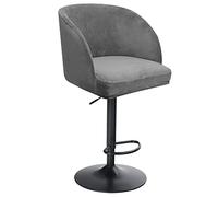 XGANGM Stretch Velvet Bar Stool Chair Slipcovers with H15in/38CM Round Backs Arms Curved Accent Swivel kitchen Dining Room Chair Cover Slipcovers for Counter Home High Stool,gray,4pcs