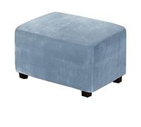 XGANGM Velvet Ottoman Covers Rectangle XL Large Stretch Ottoman Slipcover Extra Large/Small/Medium Footstool Slipcover Pouffe Cover Furniture Protector for Sofa Storage,grey blue,M