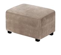 XGANGM Velvet Ottoman Covers Rectangle XL Large Stretch Ottoman Slipcover Extra Large/Small/Medium Footstool Slipcover Pouffe Cover Furniture Protector for Sofa Storage,Taupe,XL