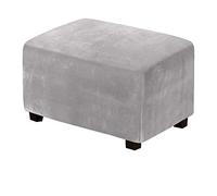 XGANGM Velvet Ottoman Covers Rectangle XL Large Stretch Ottoman Slipcover Extra Large/Small/Medium Footstool Slipcover Pouffe Cover Furniture Protector for Sofa Storage,light grey,M