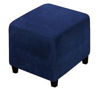 XGANGM Velvet Ottoman Covers Slipcovers Square Small 15x15/19x19/40x40 inch Extra Large Stretch Storage Stool Ottoman Cover Footrest Foot Stool Cover Furniture Protector,navy blue,1small