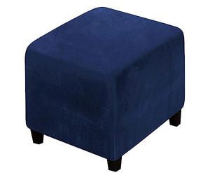 XGANGM Velvet Ottoman Covers Slipcovers Square Small 15x15/19x19/40x40 inch Extra Large Stretch Storage Stool Ottoman Cover Footrest Foot Stool Cover Furniture Protector,navy blue,1small